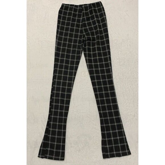 Streetwear Society Plaid Leggings Women's Medium Flare Boot Split Hem - Picture 6 of 7